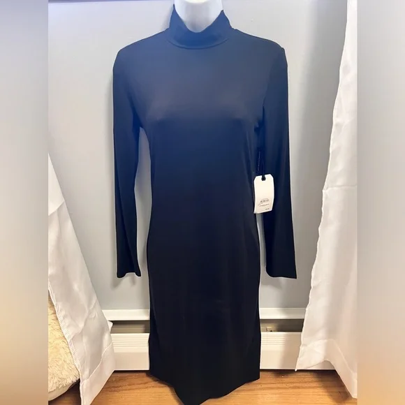 Leith NWT black straight soft dress casual sz S everyday dress goth - Picture 2 of 3